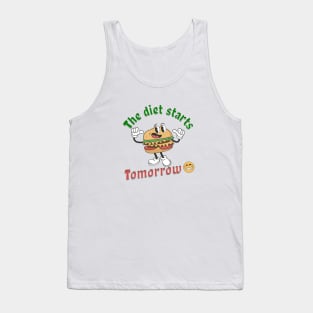 The Diet Starts Tomorrow Funny Weight Loss Saying Tank Top